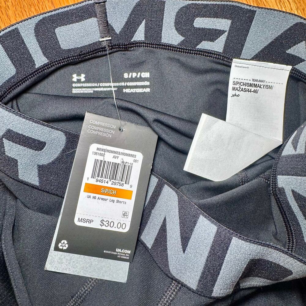 Under Armour HeatGear Compression Shorts Men’s Small Black NWT